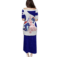 Belize Christmas Puletasi with Santa Dolphins Coral Reef and Ocean Holiday Theme - Wonder Print Shop