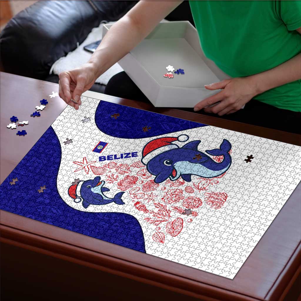 Belize Christmas Puzzle with Santa Dolphins Coral Reef and Ocean Holiday Theme - Wonder Print Shop