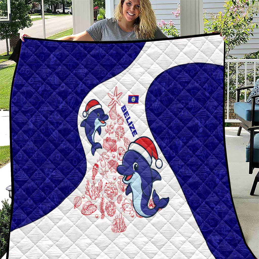 Belize Christmas Quilt with Santa Dolphins Coral Reef and Ocean Holiday Theme - Wonder Print Shop