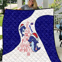 Belize Christmas Quilt with Santa Dolphins Coral Reef and Ocean Holiday Theme - Wonder Print Shop