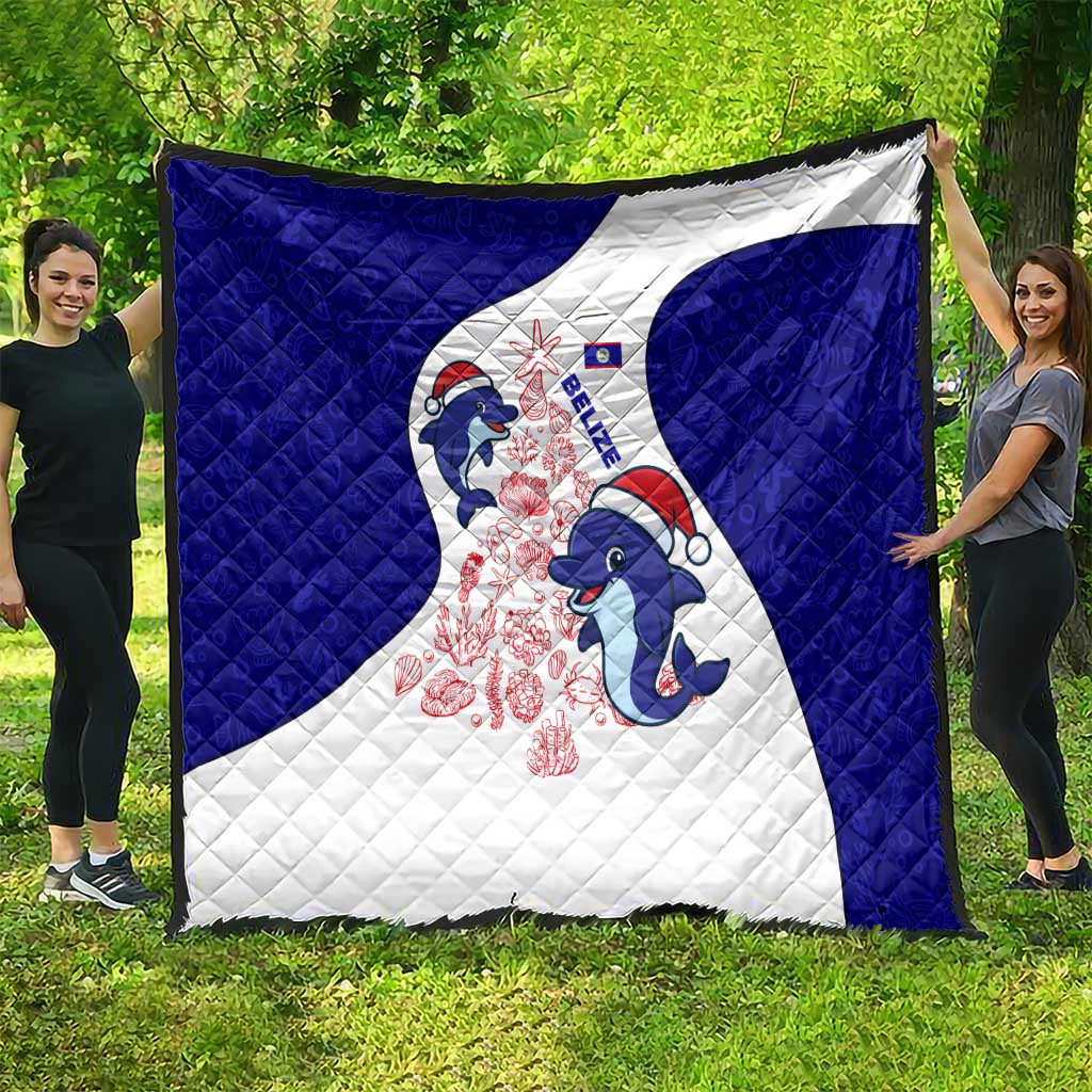 Belize Christmas Quilt with Santa Dolphins Coral Reef and Ocean Holiday Theme - Wonder Print Shop