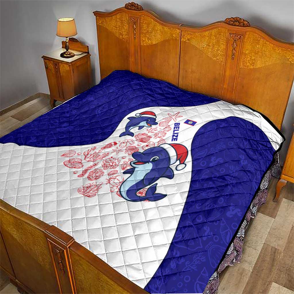 Belize Christmas Quilt with Santa Dolphins Coral Reef and Ocean Holiday Theme - Wonder Print Shop