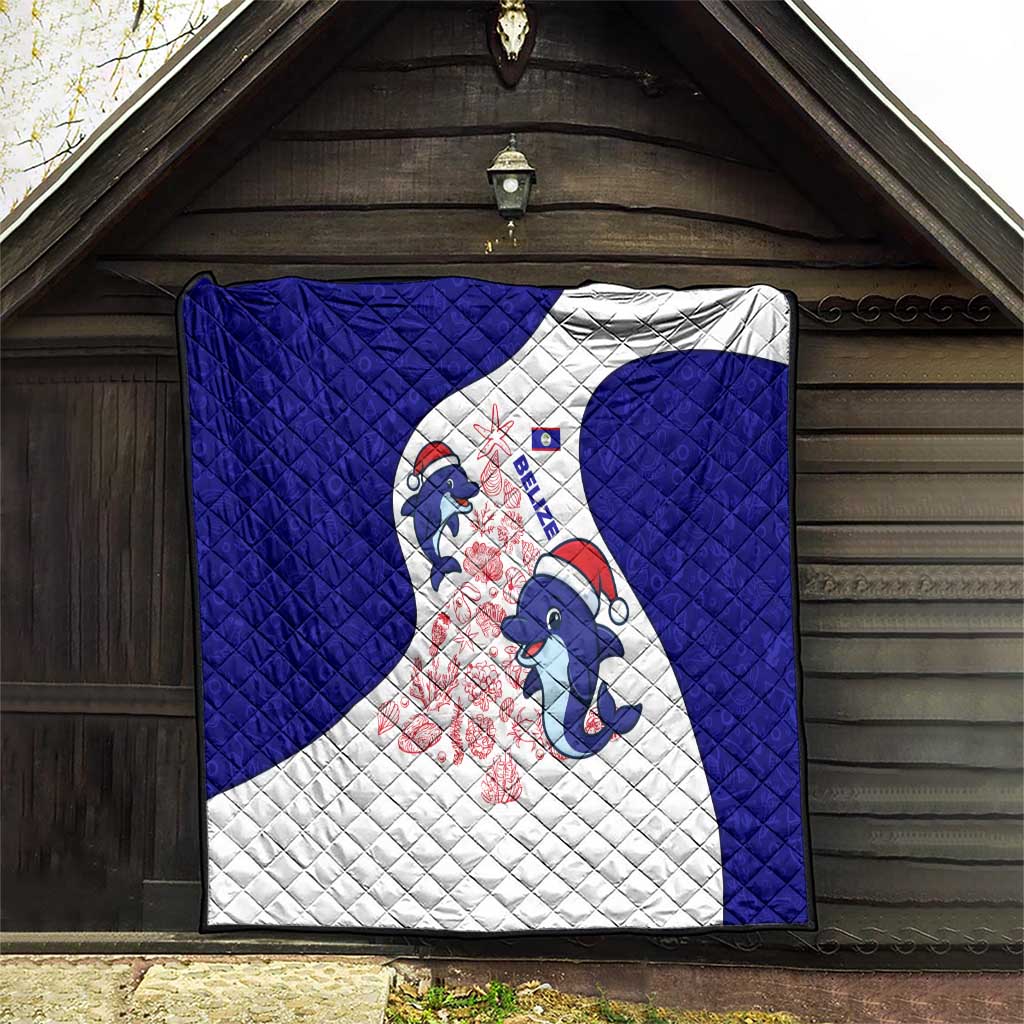 Belize Christmas Quilt with Santa Dolphins Coral Reef and Ocean Holiday Theme - Wonder Print Shop