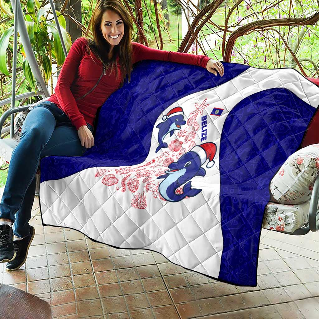 Belize Christmas Quilt with Santa Dolphins Coral Reef and Ocean Holiday Theme - Wonder Print Shop