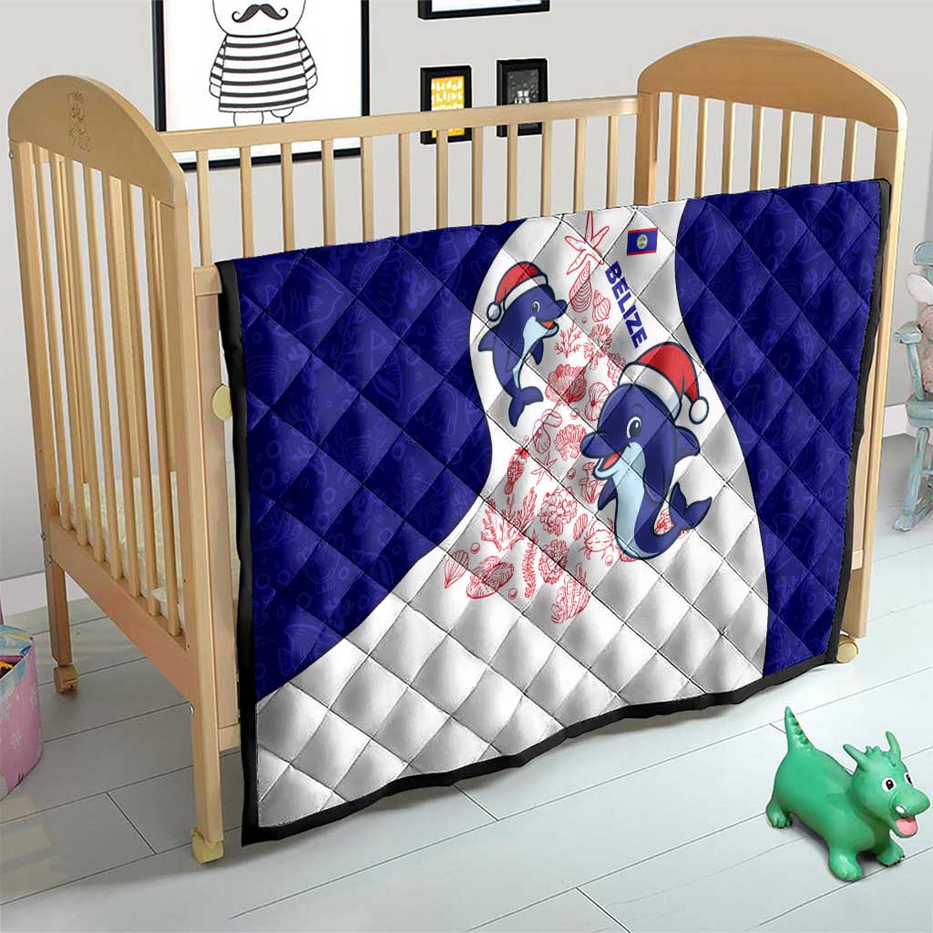 Belize Christmas Quilt with Santa Dolphins Coral Reef and Ocean Holiday Theme - Wonder Print Shop