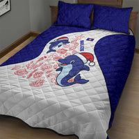 Belize Christmas Quilt Bed Set with Santa Dolphins Coral Reef and Ocean Holiday Theme - Wonder Print Shop