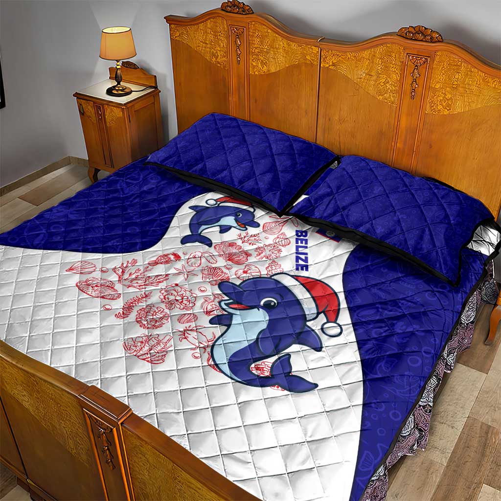 Belize Christmas Quilt Bed Set with Santa Dolphins Coral Reef and Ocean Holiday Theme - Wonder Print Shop