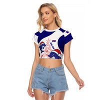 Belize Christmas Raglan Cropped T Shirt with Santa Dolphins Coral Reef and Ocean Holiday Theme - Wonder Print Shop