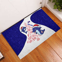 Belize Christmas Rubber Doormat with Santa Dolphins Coral Reef and Ocean Holiday Theme - Wonder Print Shop