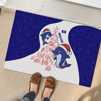 Belize Christmas Rubber Doormat with Santa Dolphins Coral Reef and Ocean Holiday Theme - Wonder Print Shop