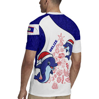 Belize Christmas Rugby Jersey with Santa Dolphins Coral Reef and Ocean Holiday Theme - Wonder Print Shop