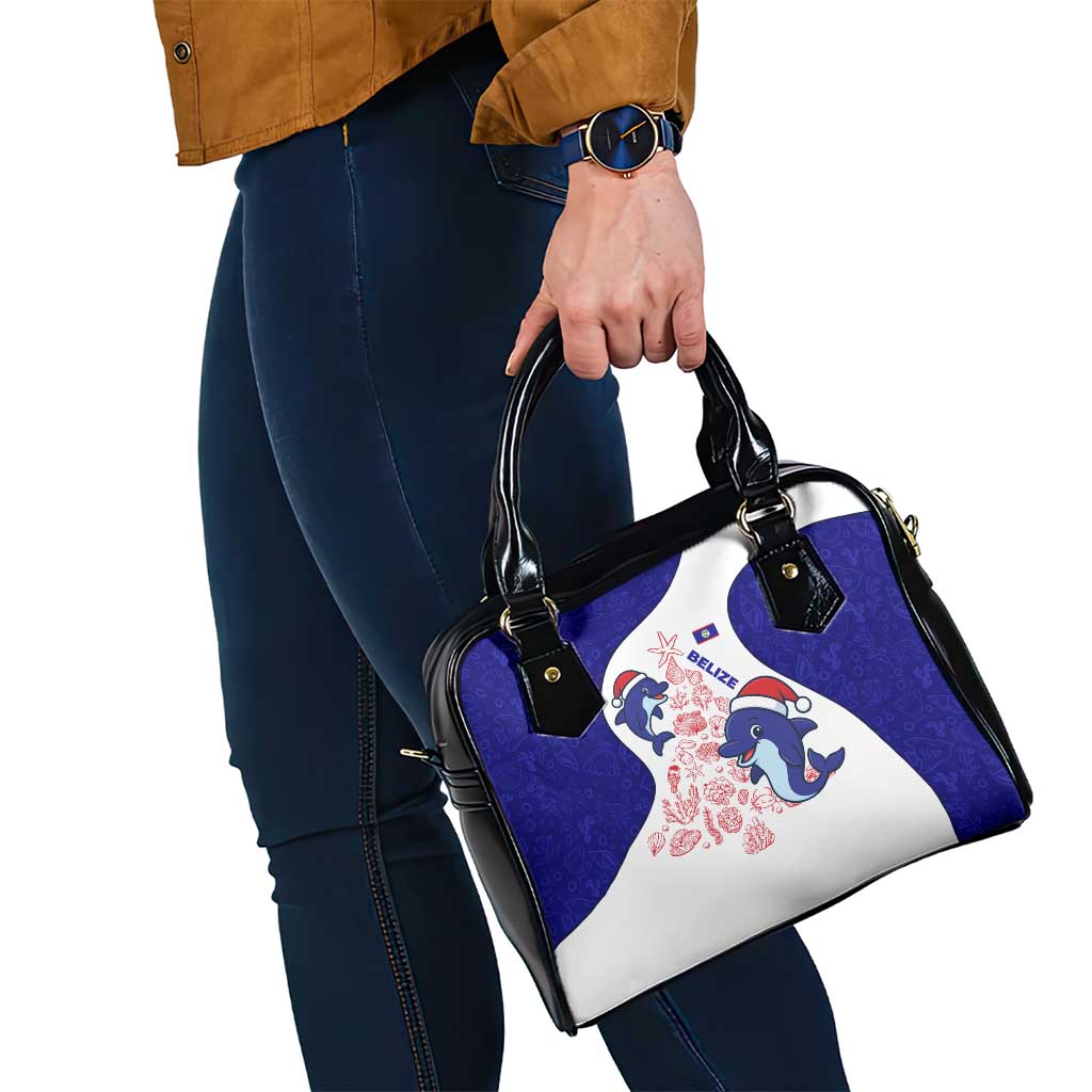 Belize Christmas Shoulder Handbag with Santa Dolphins Coral Reef and Ocean Holiday Theme - Wonder Print Shop