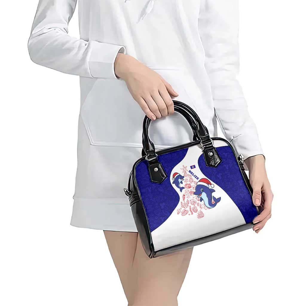 Belize Christmas Shoulder Handbag with Santa Dolphins Coral Reef and Ocean Holiday Theme - Wonder Print Shop