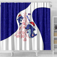 Belize Christmas Shower Curtain with Santa Dolphins Coral Reef and Ocean Holiday Theme - Wonder Print Shop