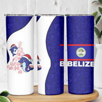Belize Christmas Skinny Tumbler with Santa Dolphins Coral Reef and Ocean Holiday Theme - Wonder Print Shop