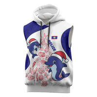 Belize Christmas Sleeveless Hoodie with Santa Dolphins Coral Reef and Ocean Holiday Theme - Wonder Print Shop
