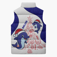 Belize Christmas Sleeveless Puffer Jacket with Santa Dolphins Coral Reef and Ocean Holiday Theme - Wonder Print Shop