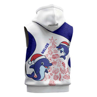 Belize Christmas Sleeveless Zip Hoodie with Santa Dolphins Coral Reef and Ocean Holiday Theme - Wonder Print Shop