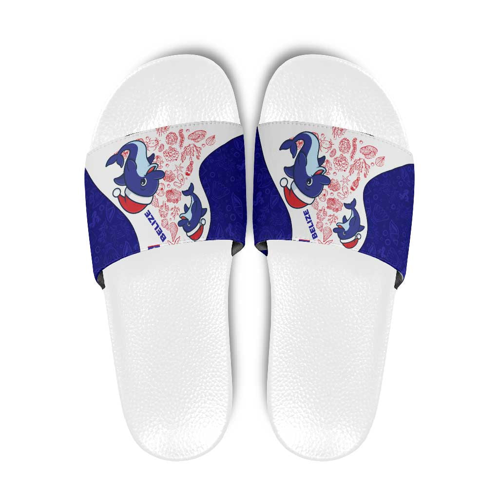 Belize Christmas Slide Sandals with Santa Dolphins Coral Reef and Ocean Holiday Theme - Wonder Print Shop