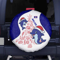 Belize Christmas Spare Tire Cover with Santa Dolphins Coral Reef and Ocean Holiday Theme - Wonder Print Shop