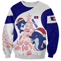 Belize Christmas Sweatshirt with Santa Dolphins Coral Reef and Ocean Holiday Theme - Wonder Print Shop