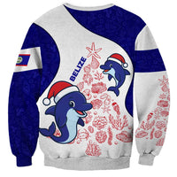 Belize Christmas Sweatshirt with Santa Dolphins Coral Reef and Ocean Holiday Theme - Wonder Print Shop