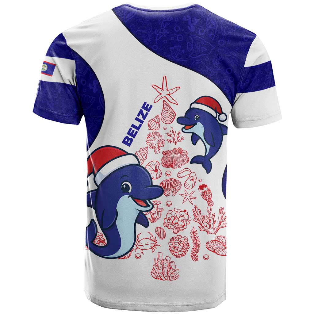 Belize Christmas T Shirt with Santa Dolphins Coral Reef and Ocean Holiday Theme - Wonder Print Shop