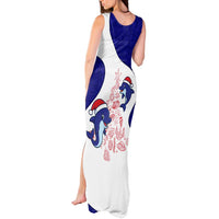 Belize Christmas Tank Maxi Dress with Santa Dolphins Coral Reef and Ocean Holiday Theme - Wonder Print Shop
