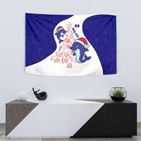 Belize Christmas Tapestry with Santa Dolphins Coral Reef and Ocean Holiday Theme - Wonder Print Shop