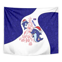Belize Christmas Tapestry with Santa Dolphins Coral Reef and Ocean Holiday Theme - Wonder Print Shop