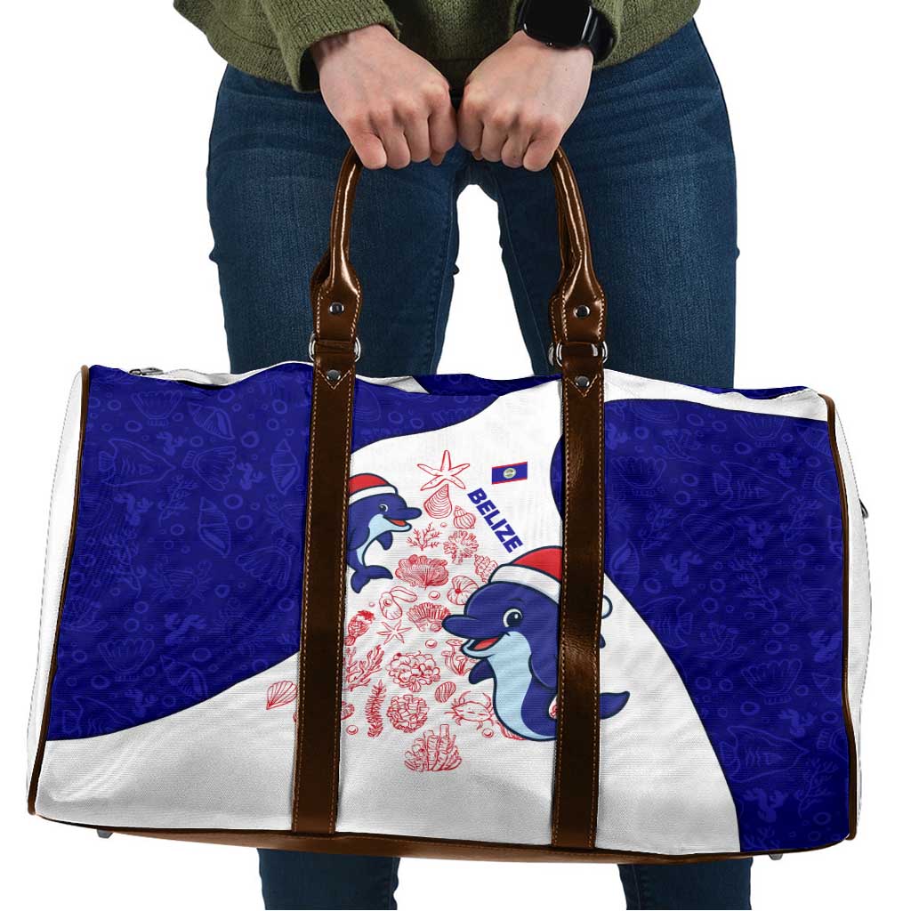 Belize Christmas Travel Bag with Santa Dolphins Coral Reef and Ocean Holiday Theme - Wonder Print Shop