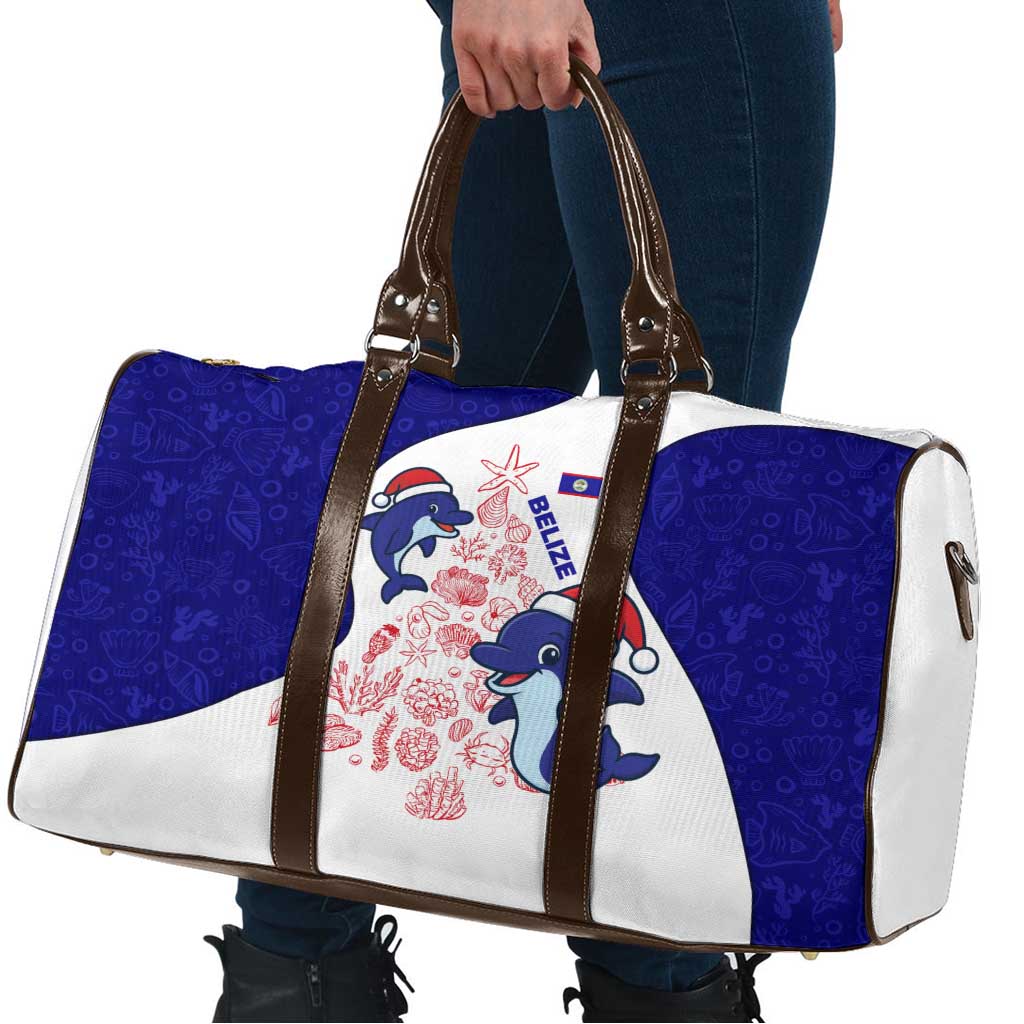 Belize Christmas Travel Bag with Santa Dolphins Coral Reef and Ocean Holiday Theme - Wonder Print Shop