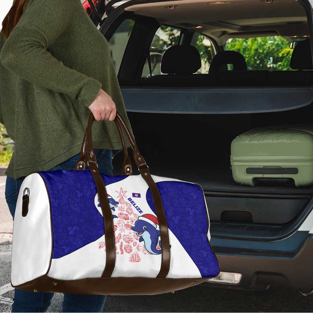 Belize Christmas Travel Bag with Santa Dolphins Coral Reef and Ocean Holiday Theme - Wonder Print Shop