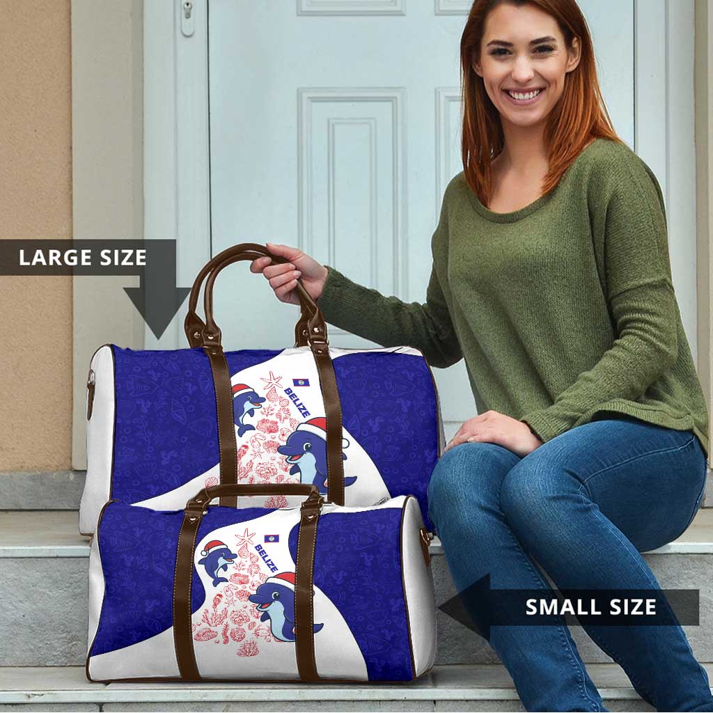 Belize Christmas Travel Bag with Santa Dolphins Coral Reef and Ocean Holiday Theme - Wonder Print Shop
