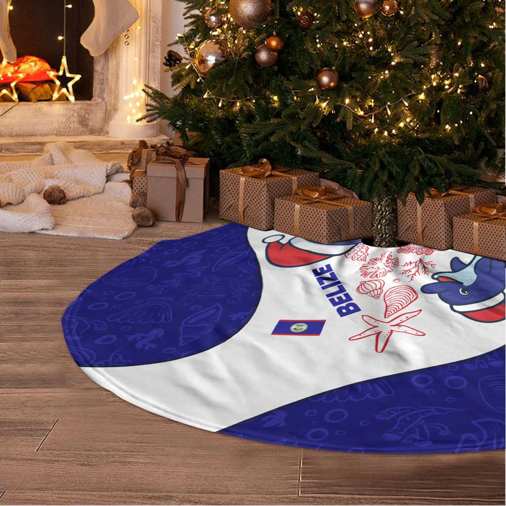 Belize Christmas Tree Skirt with Santa Dolphins Coral Reef and Ocean Holiday Theme - Wonder Print Shop