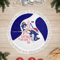 Belize Christmas Tree Skirt with Santa Dolphins Coral Reef and Ocean Holiday Theme - Wonder Print Shop