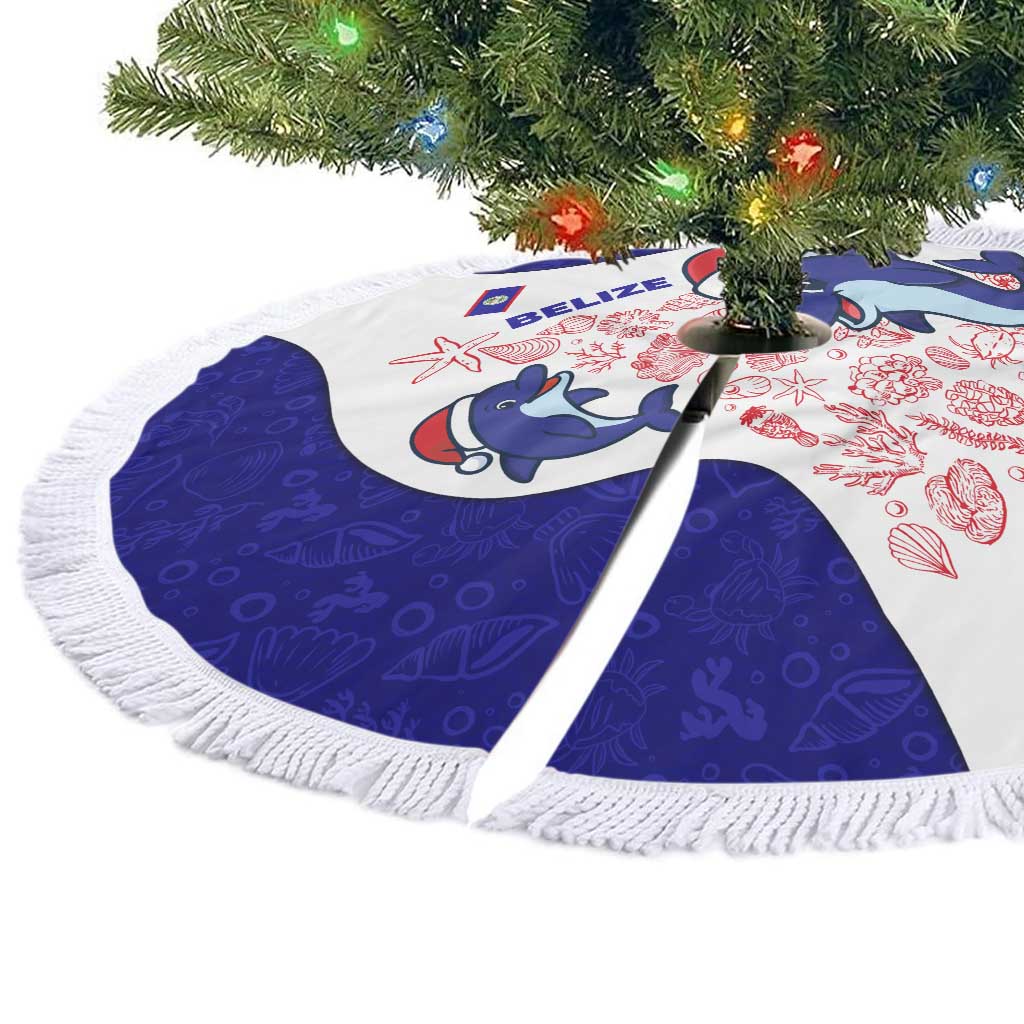 Belize Christmas Tree Skirt with Santa Dolphins Coral Reef and Ocean Holiday Theme - Wonder Print Shop