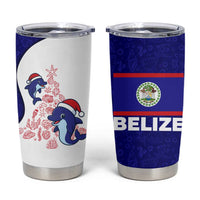 Belize Christmas Tumbler Cup with Santa Dolphins Coral Reef and Ocean Holiday Theme - Wonder Print Shop