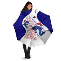 Belize Christmas Umbrella with Santa Dolphins Coral Reef and Ocean Holiday Theme - Wonder Print Shop