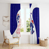 Belize Christmas Window Curtain with Santa Dolphins Coral Reef and Ocean Holiday Theme - Wonder Print Shop