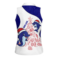 Belize Christmas Women Sleeveless Polo Shirt with Santa Dolphins Coral Reef and Ocean Holiday Theme - Wonder Print Shop