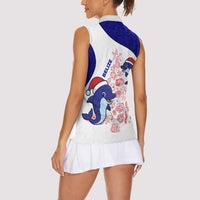 Belize Christmas Women Sleeveless Polo Shirt with Santa Dolphins Coral Reef and Ocean Holiday Theme - Wonder Print Shop