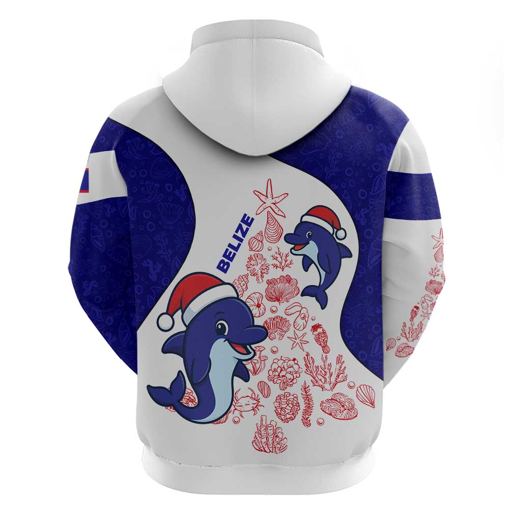 Belize Christmas Zip Hoodie with Santa Dolphins Coral Reef and Ocean Holiday Theme - Wonder Print Shop