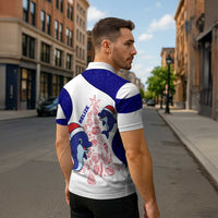 Belize Christmas Zipper Polo Shirt with Santa Dolphins Coral Reef and Ocean Holiday Theme - Wonder Print Shop