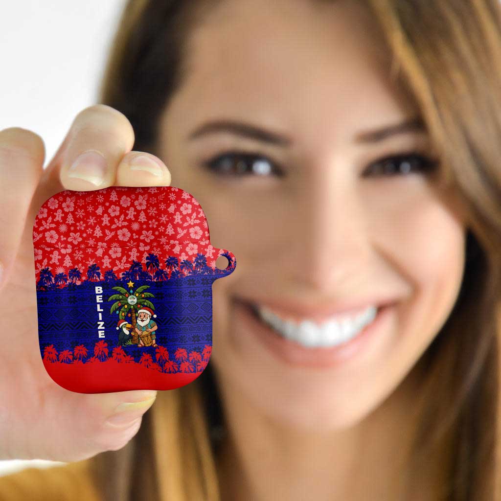 Belize Christmas AirPods Case with Santa Toucan Palm Tree and Tribal Holiday Pattern - Wonder Print Shop