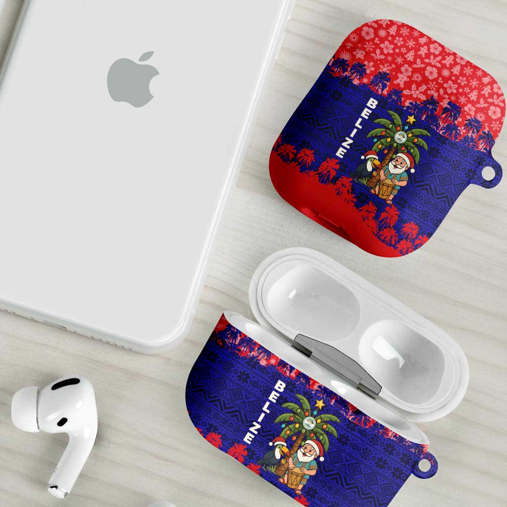 Belize Christmas AirPods Case with Santa Toucan Palm Tree and Tribal Holiday Pattern - Wonder Print Shop