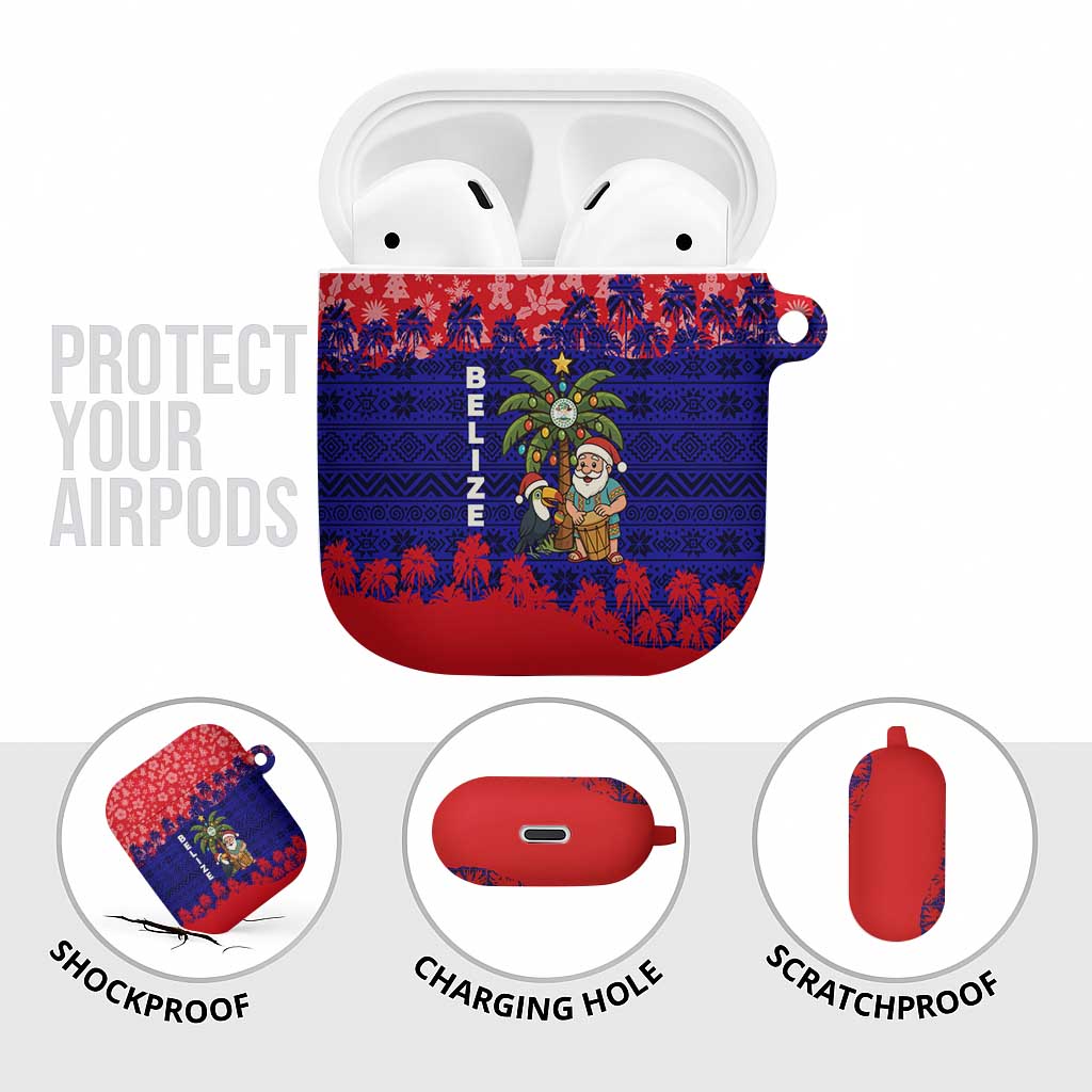 Belize Christmas AirPods Case with Santa Toucan Palm Tree and Tribal Holiday Pattern - Wonder Print Shop