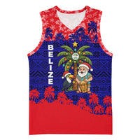 Belize Christmas Basketball Jersey with Santa Toucan Palm Tree and Tribal Holiday Pattern - Wonder Print Shop