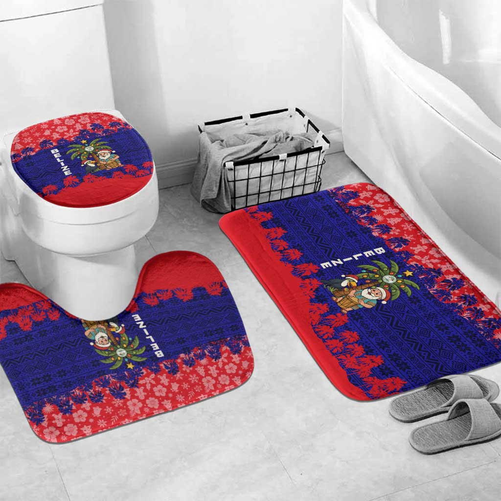 Belize Christmas Bathroom Set with Santa Toucan Palm Tree and Tribal Holiday Pattern - Wonder Print Shop