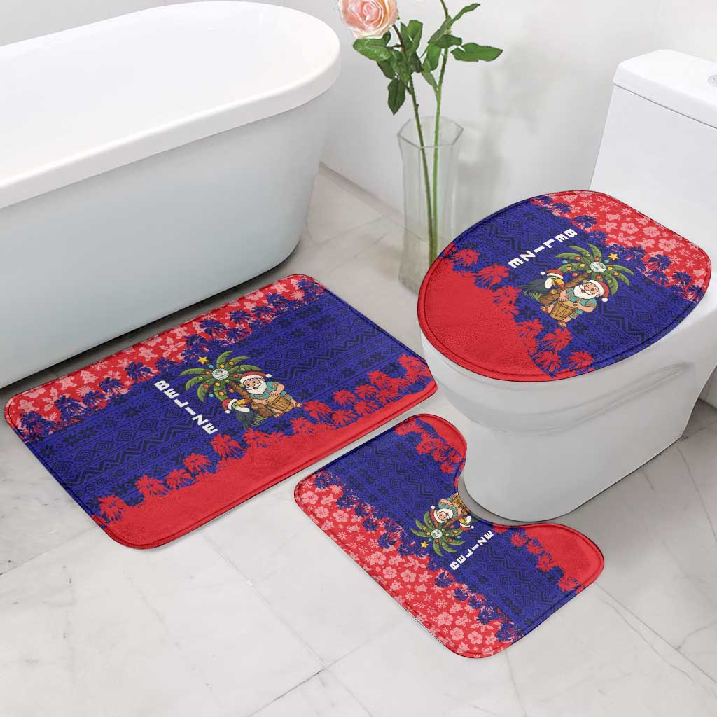 Belize Christmas Bathroom Set with Santa Toucan Palm Tree and Tribal Holiday Pattern - Wonder Print Shop